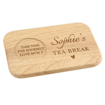 Personalised Heart Wooden Tea And Biscuit Coaster Tray, 6 of 8