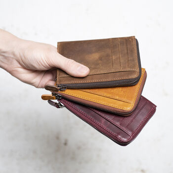 Personalised Leather Card Holder Wallet With Zip, 8 of 8