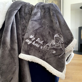 Personalised Embroidered Photo Charcoal Sherpa Blanket, 7 of 8