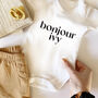 Bonjour, Personalised Babygrow Or T Shirt, thumbnail 3 of 8