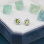 Genuine Peridot Green Crystal Stud Earrings, thumbnail 2 of 12