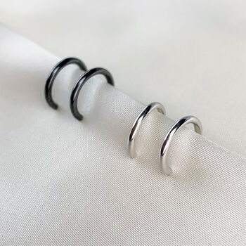 Sterling Silver Tiny Huggie Hoop Sleeper Fastening Earrings, 2 of 5