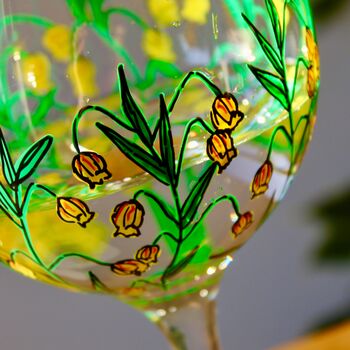 Golden Lantern Lily Hand Painted Gin Glass, 3 of 7