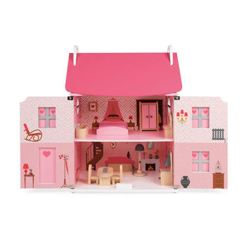 Pink Wooden Dolls House By Oskar Catie Notonthehighstreet Com   Normal Pink Wooden Dolls House 