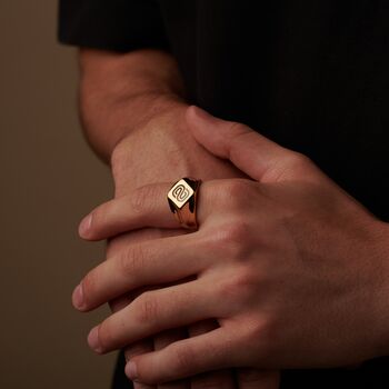 Personalised Gold Signet Ring For Men And Women, Engraved Initials, 8 of 12
