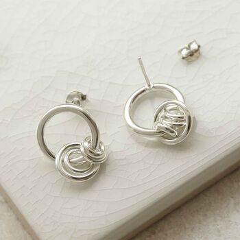 Sterling Silver Hanging Rings Stud Earrings, 3 of 5