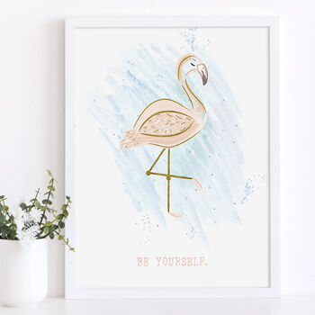 'Be Yourself' Flamingo Print, 2 of 9