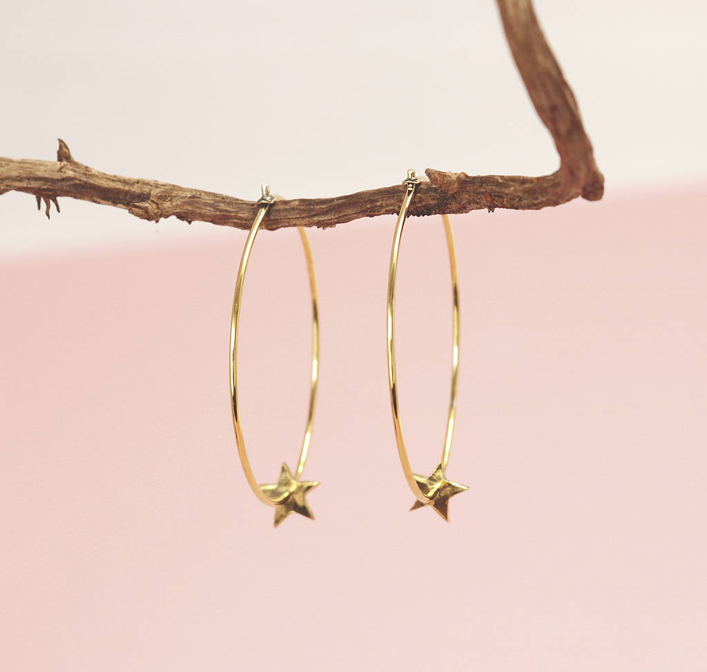 Hoop Earrings With Tiny Stars By Yvonne Henderson Jewellery