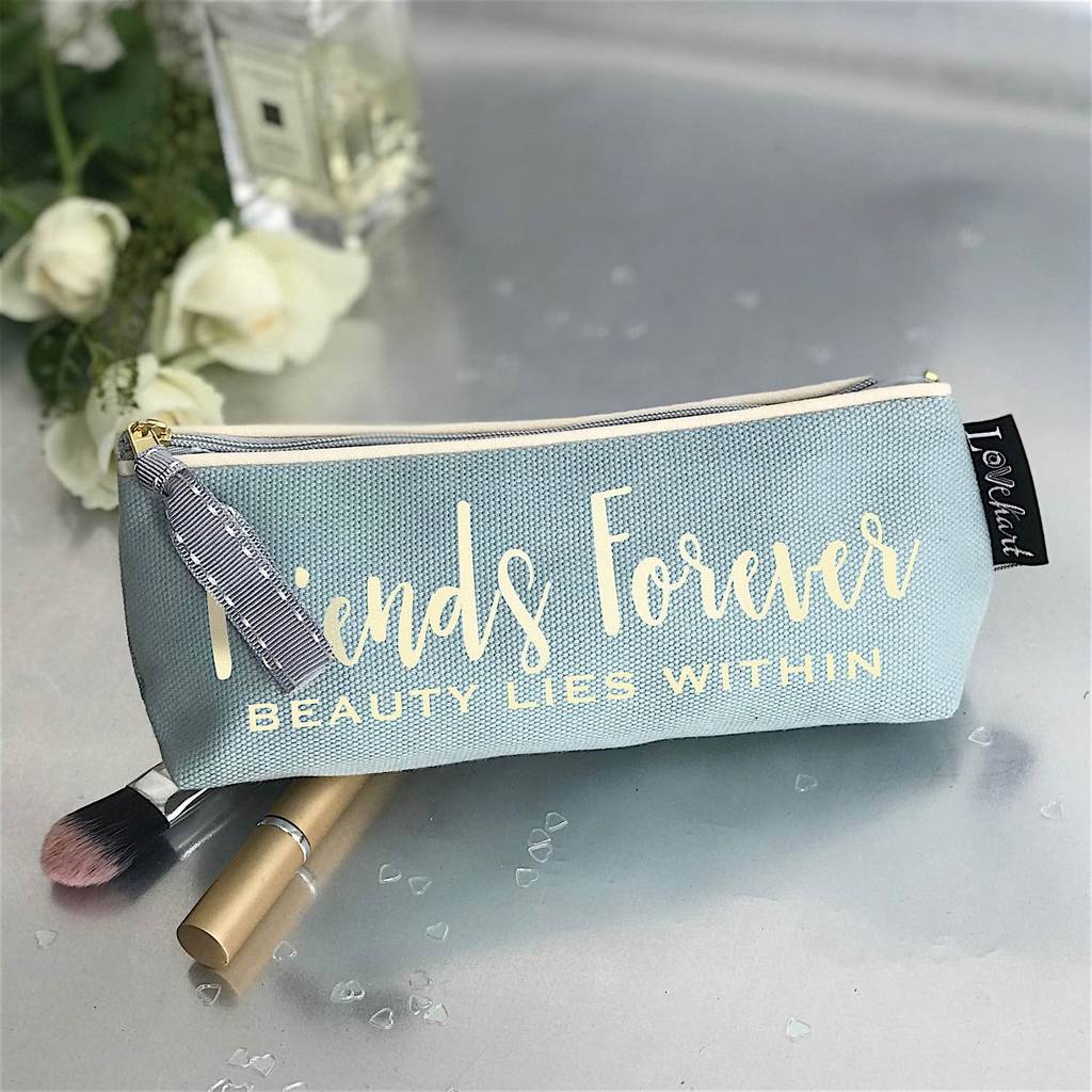 Personalised Duck Egg Colour Slim Makup Bag By lovehart