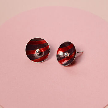 Delicate Pink Graphic Silver Ear Studs, 4 of 10