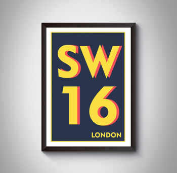 Sw16 Streatham Tooting London Postcode Art Print, 6 of 10