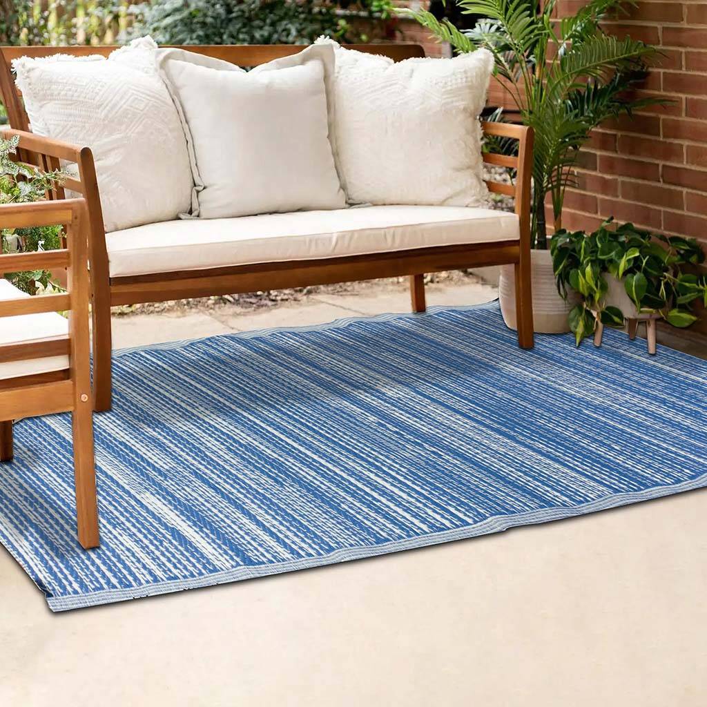 Blue And White Decorative Outdoor Rug, 1 of 2