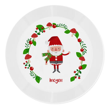 Personalised Christmas Toadstool Santa Plastic Plate, 2 of 4