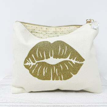 Glitter Lips Print Makeup Bag, 8 of 11