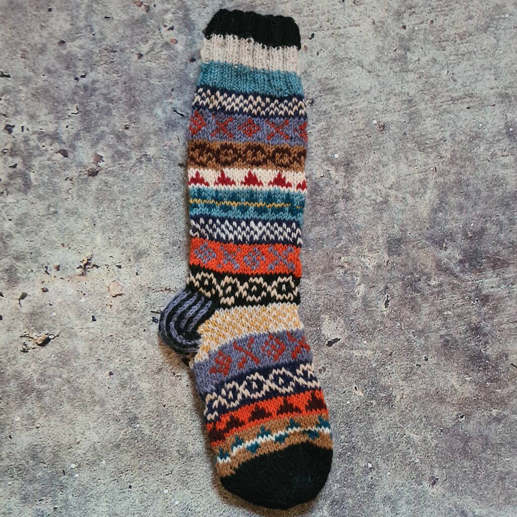 Fair Isle Folk Sofa Socks 100% Wool By FOLKIT