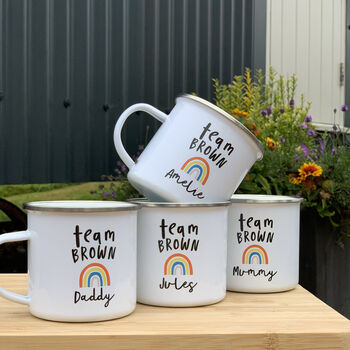 Team Enamel Mugs With Rainbow, For Family Or Work Team, 9 of 9