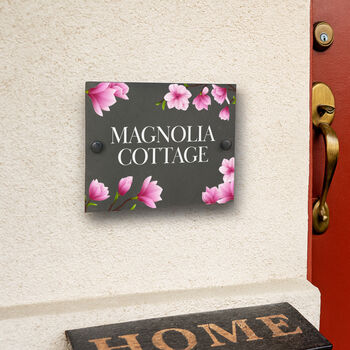 Pink Magnolia Slate House Number Or Name Sign, 2 of 2