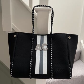 Personalised Black Stripe Tote Bag Set, 2 of 3