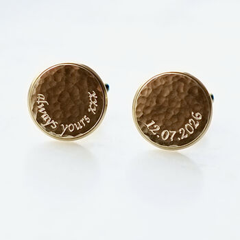 Personalised Curve Engraved Bronze And Copper Cufflinks, 4 of 11