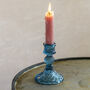 Blue Pressed Glass Candlestick, thumbnail 3 of 5