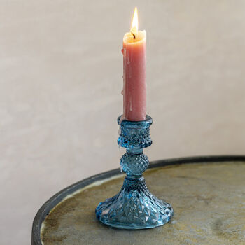 Blue Pressed Glass Candlestick, 3 of 5