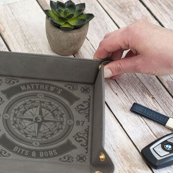 Marine Compass Snap Up Pu Leather Desk Tidy Tray, 6 of 6