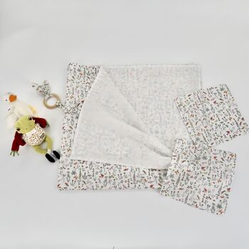 Liberty Cotton Baby Blanket, Muslins, Teether Set, 7 of 8