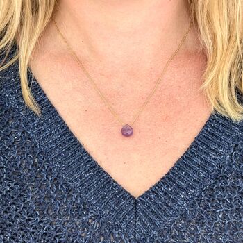 Amethyst Teardrop February Birthstone Necklace, 3 of 6