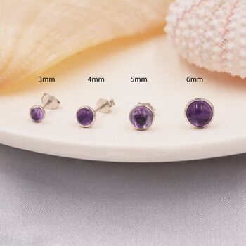 Genuine Amethyst Purple Stud Earrings Sterling Silver, 3 of 11