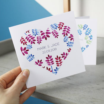 Personalised Floral Heart Anniversary Card For Couples, 2 of 9