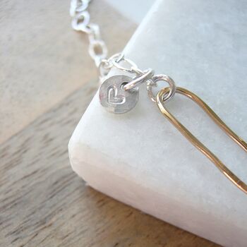 Hammered Oval Mixed Metal Bracelet, 4 of 6