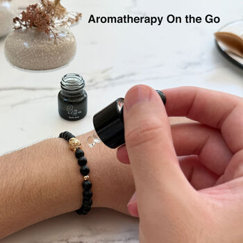 Bracelet Gifts For Men / Black Onyx Aromatherapy Bracelet With Oil Christmas Gift Set, 2 of 9