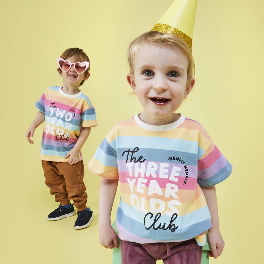 Birthday Club Rainbow Kids Birthday T Shirt, 1 of 5