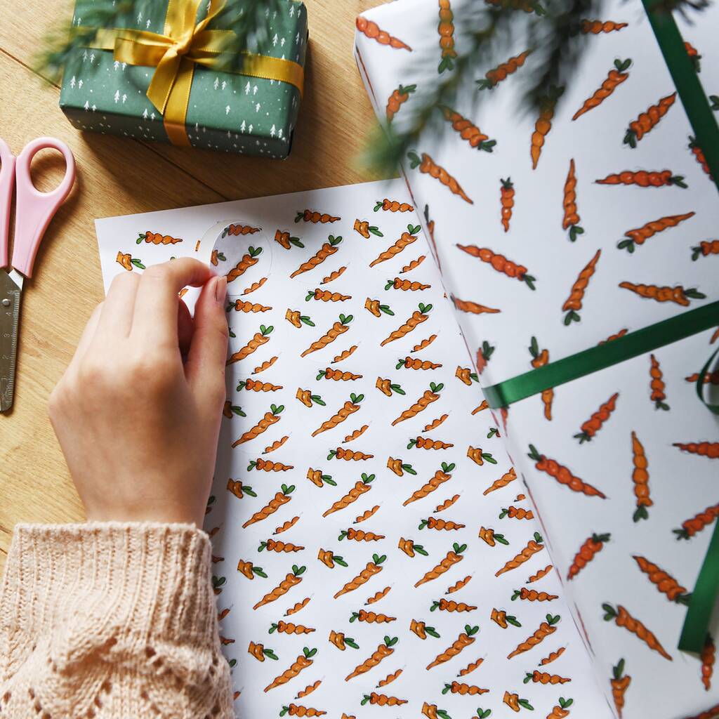 Recycled Carrot Wrapping Paper Stickers, 1 of 4