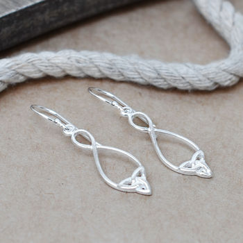 Sterling Silver Dangly Simple Celtic Loop Earrings, 2 of 6