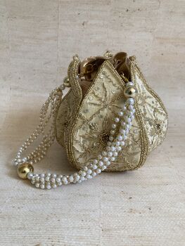 Light Gold Potli/Wrist Bag, 5 of 6