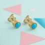 Turquoise Sterling Silver December Birthstone Stud Earrings, thumbnail 4 of 10