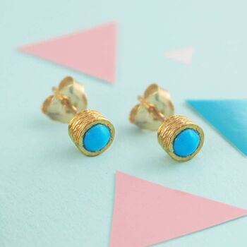 Turquoise Sterling Silver December Birthstone Stud Earrings, 4 of 10