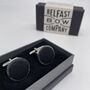 Irish Linen Cufflinks In Black, thumbnail 2 of 2