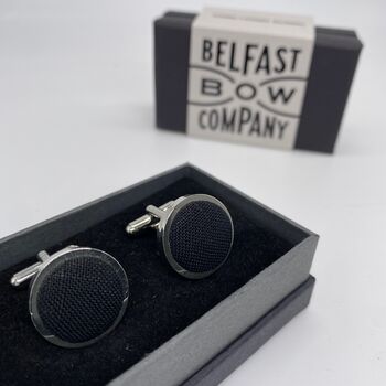 Irish Linen Cufflinks In Black, 2 of 2