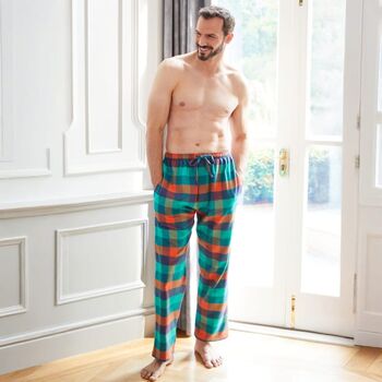 Men's 'Acorn Squash' Check Brushed Cotton Pyjama Trousers, 3 of 4