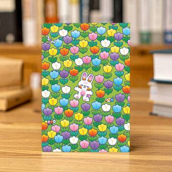 Cute Bunny Floral Greeting Card, 2 of 3