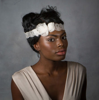 Chantilly Lace Ivory Headband With Swarovski Crystals, 2 of 2