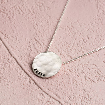 Personalised Medium Hammered Disc Necklace, 6 of 10