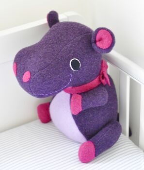 Hippo Soft Toy Large Handmade And Personalised, 5 of 8