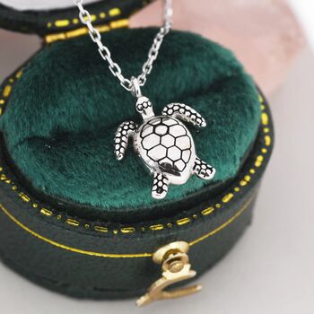 Sea Turtle Pendant Necklace In Sterling Silver, 2 of 11