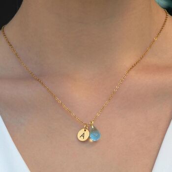 Initial Disc Necklace With Birthstone, 2 of 12