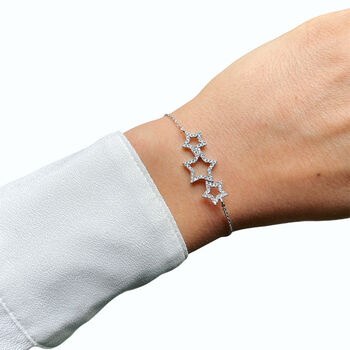 Three Star Bracelet Rose Or Gold Plated 925 Silver, 2 of 7