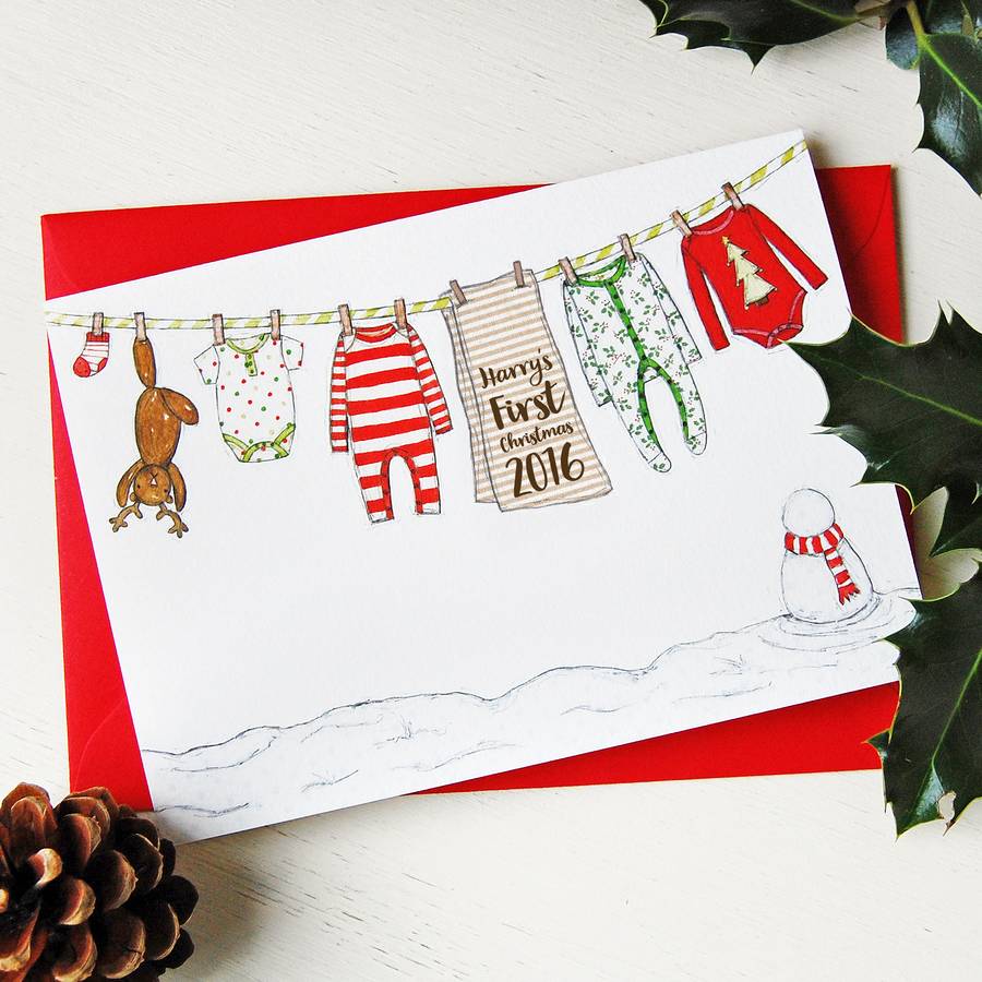 personalised baby's first christmas card by clara and macy | notonthehighstreet.com