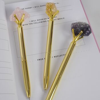 Rose Quartz Crystal Pen For Journalling, 3 of 5